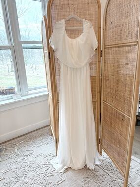 Baltic Born White Maxi Dress with Draped Overlay